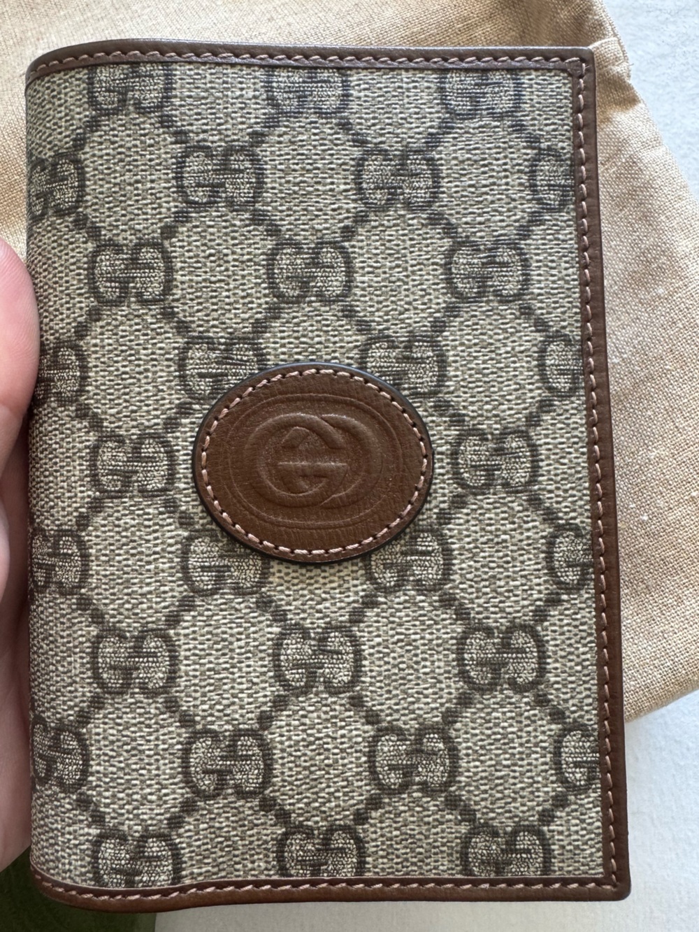 Gucci GG Supreme Monogram Azalea Retro Passport Holder with Snap Closure